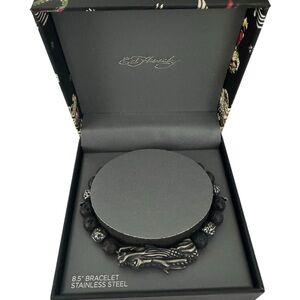 Ed Hardy Black and Silver Dragon Bracelet